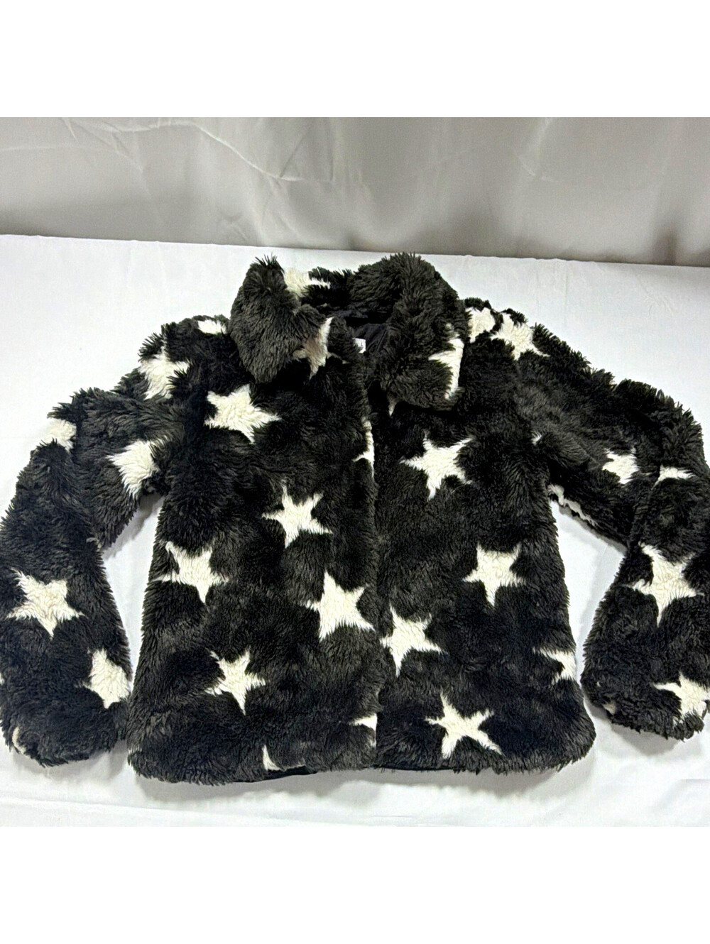 Epic Threads Girls Black White Star Print Button Collared Lined Jacket L